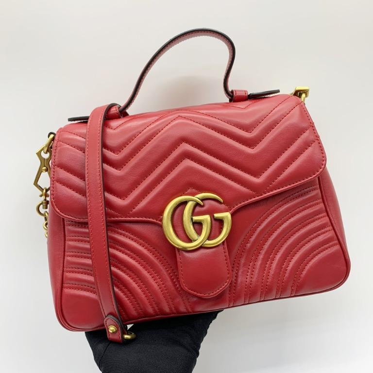 GUCCI 498110 MARMONT 2WAY RED SHOULDER BAG 217026586