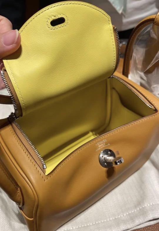 Hermes Mini Lindy ( duo colors: Sesame/lime), Luxury, Bags & Wallets on  Carousell