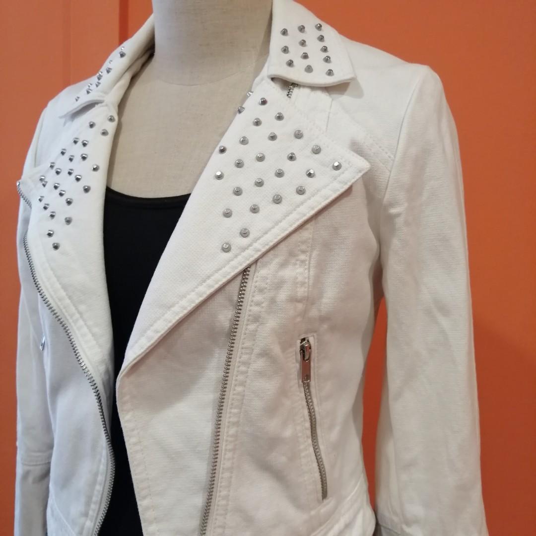 White denim biker jacket outlet