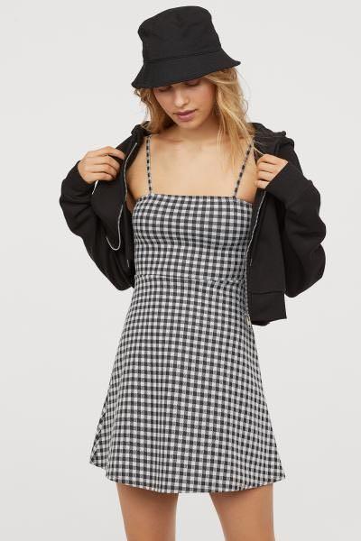 H M sleeveless Black and White Checkered Dress