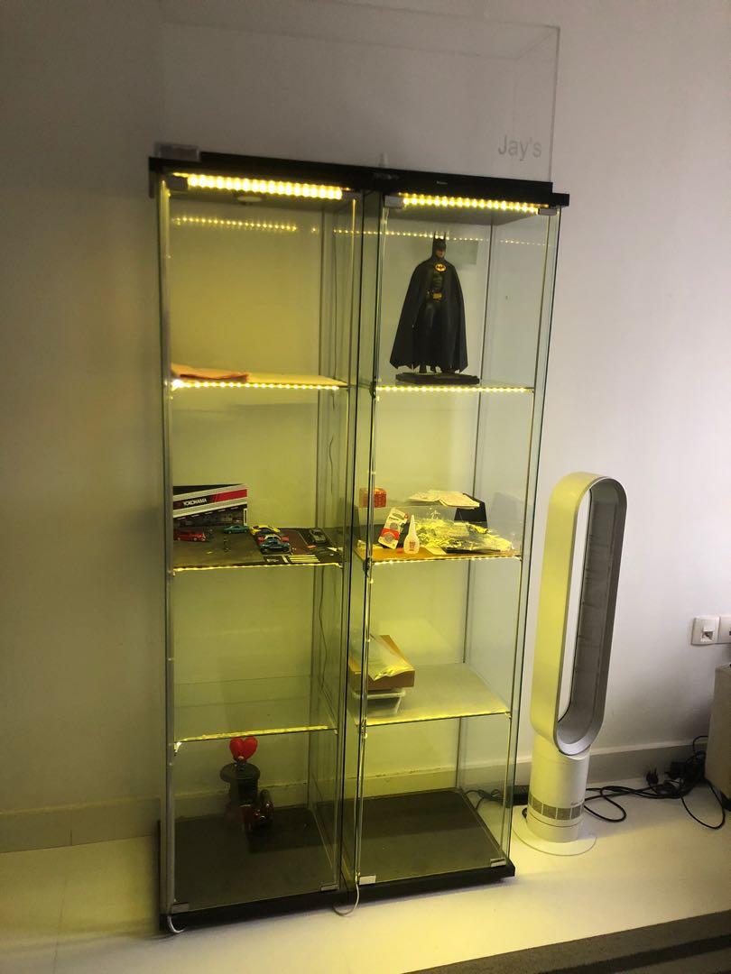 IKEA Detolf glass 2 PCs with lightings, Furniture & Home