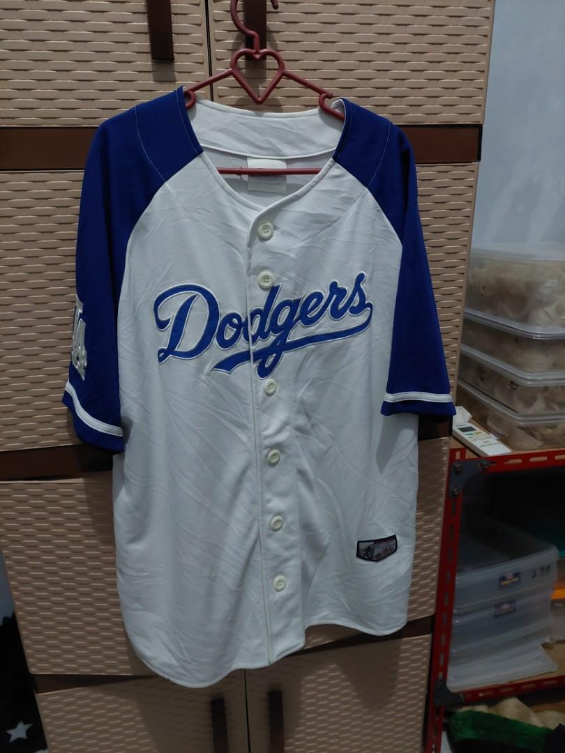 Jersey Baseball Dodgers MLB, Fesyen Pria, Pakaian , Atasan di Carousell