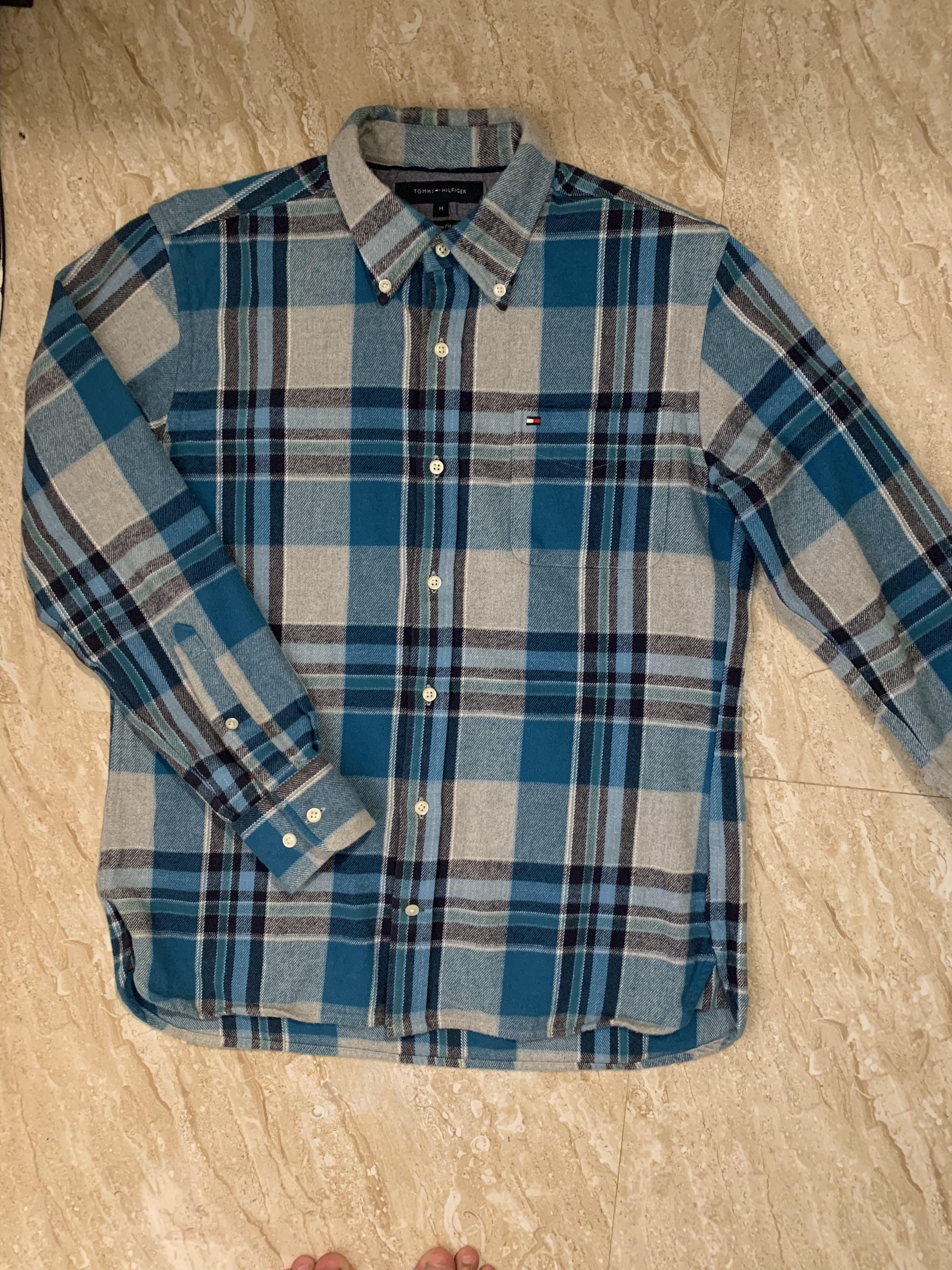 Kemeja flannel tommy hilfiger, Fesyen 