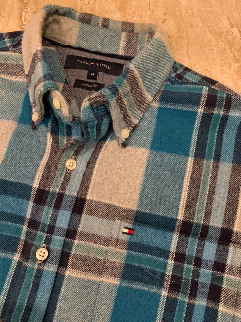 Kemeja flannel tommy hilfiger, Fesyen 