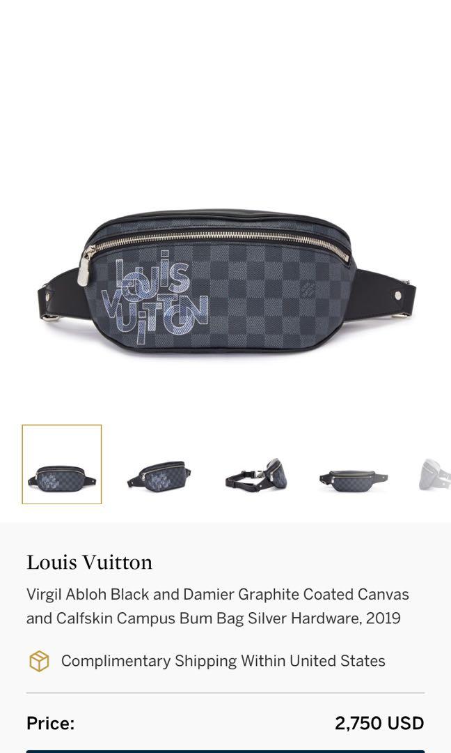 Virgil Abloh Black and Damier Graphite Coated Canvas and Calfskin Campus  Bum Bag Silver Hardware, 2019