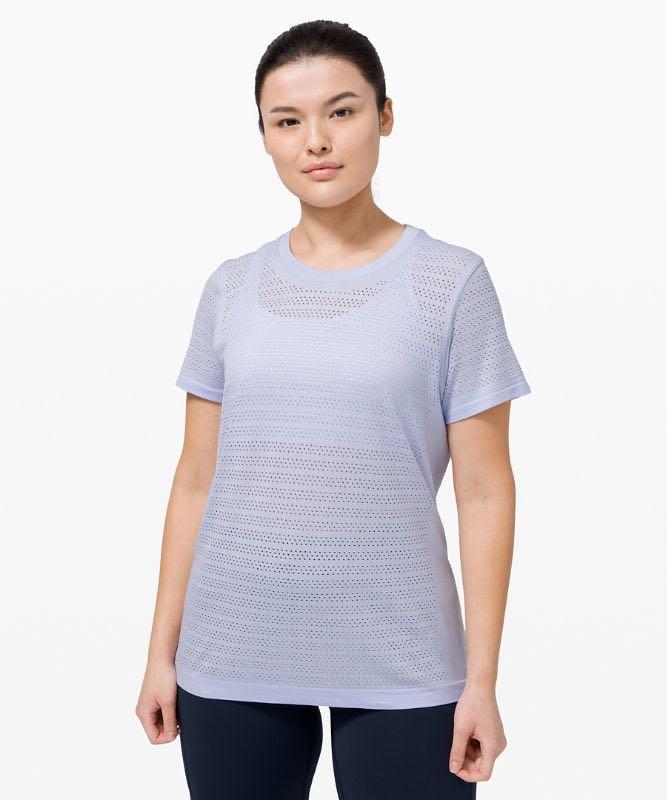 Brand New Lululemon Swiftly Breathe Short Sleeve - Blue Linen - Size 14 