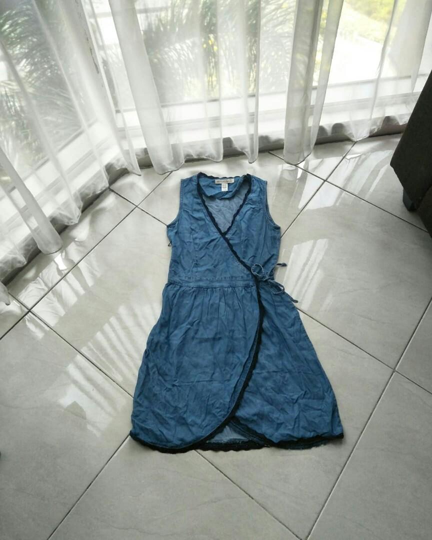 Mango soft denim dress, Fesyen Wanita 