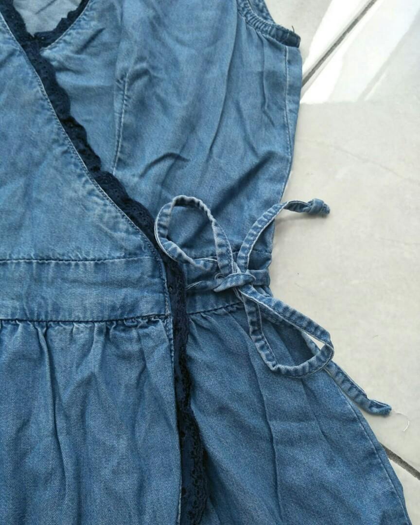 Mango soft denim dress, Fesyen Wanita 