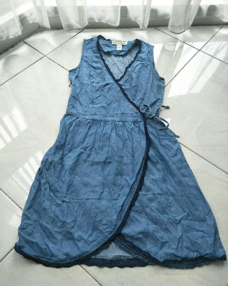Mango soft denim dress, Fesyen Wanita 