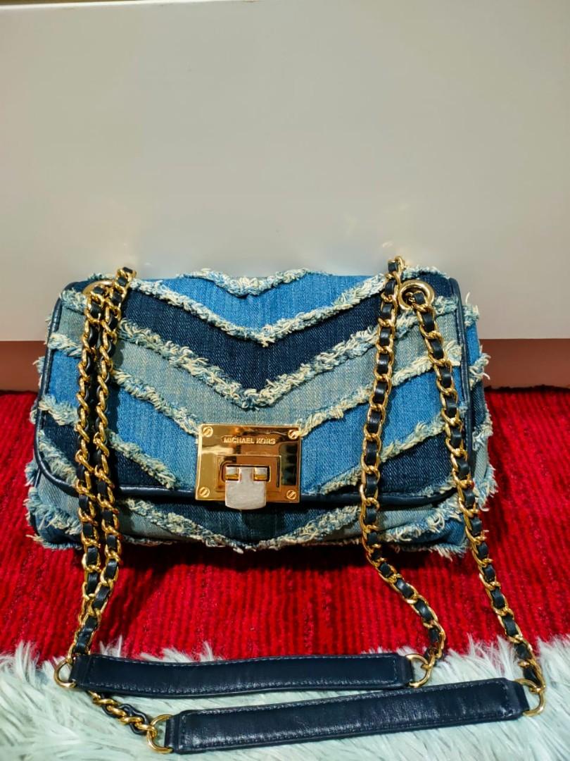 Michael Kors Bag Double Chain Shoulder Denim, Luxury, Bags & Wallets on  Carousell