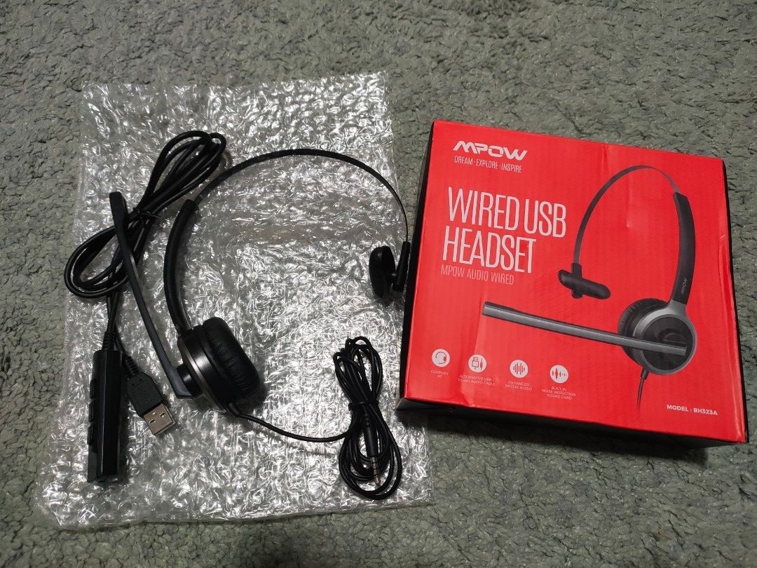 Mpow Wired USB Headset BH323A, Audio, Headphones & Headsets on Carousell