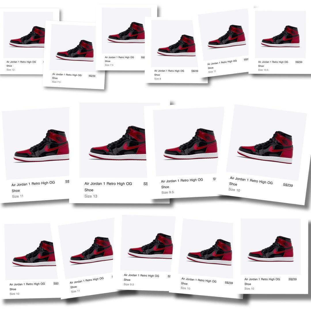 US10 11 12 13 Jordan 1 High Patent Bred Men s Fashion Footwear