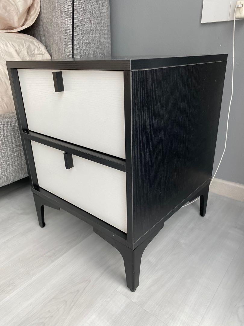 New black and white bedside tables (a pair), Furniture & Home Living