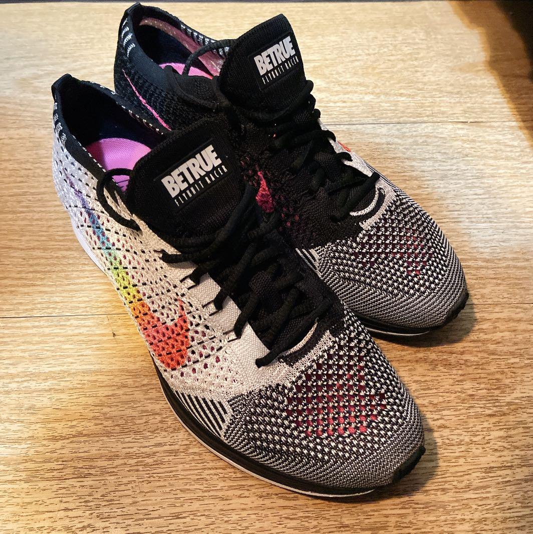 Nike Be true betrue sneakers flyknit racer 波鞋彩虹US7 running