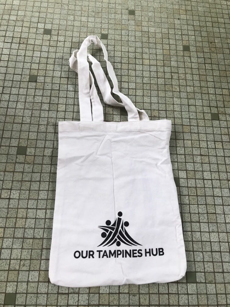 Our Tampines Hub White Tote Bag, Women's Fashion, Bags & Wallets, Tote Bags on Carousell