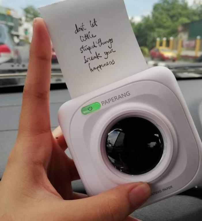 Paperang P1 portable wireless printer (Category: Printers, Scanners & Copiers) located in Marikina City. Submitted by skowshop (Listing ID 1135213169, Image 3). Description: Easy to use 👉 Just turn on Paperang P1 printer, connect via Bluetooth through Paperang App on your phone. Since it is a thermal printer, there's no need for those messy and expensive ink cartridge refills. Multifunctional 👉 In addition to photos, you can print little notes,