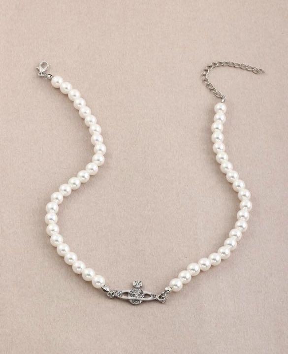 Pearl necklace with shop planet charm