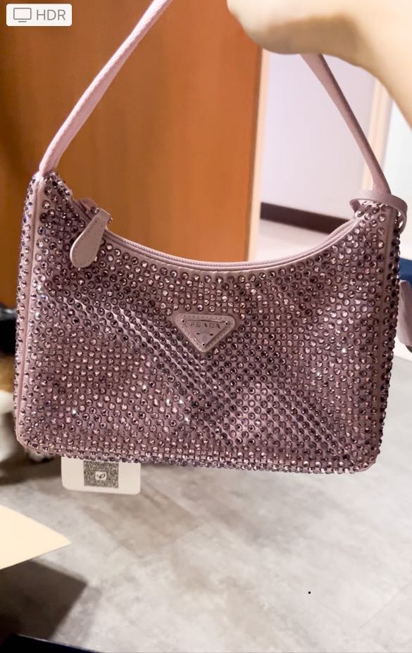 Prada Re edition 2000 pink crystal bag (As seen in Emily in Paris), Women's  Fashion, Bags & Wallets, Shoulder Bags on Carousell