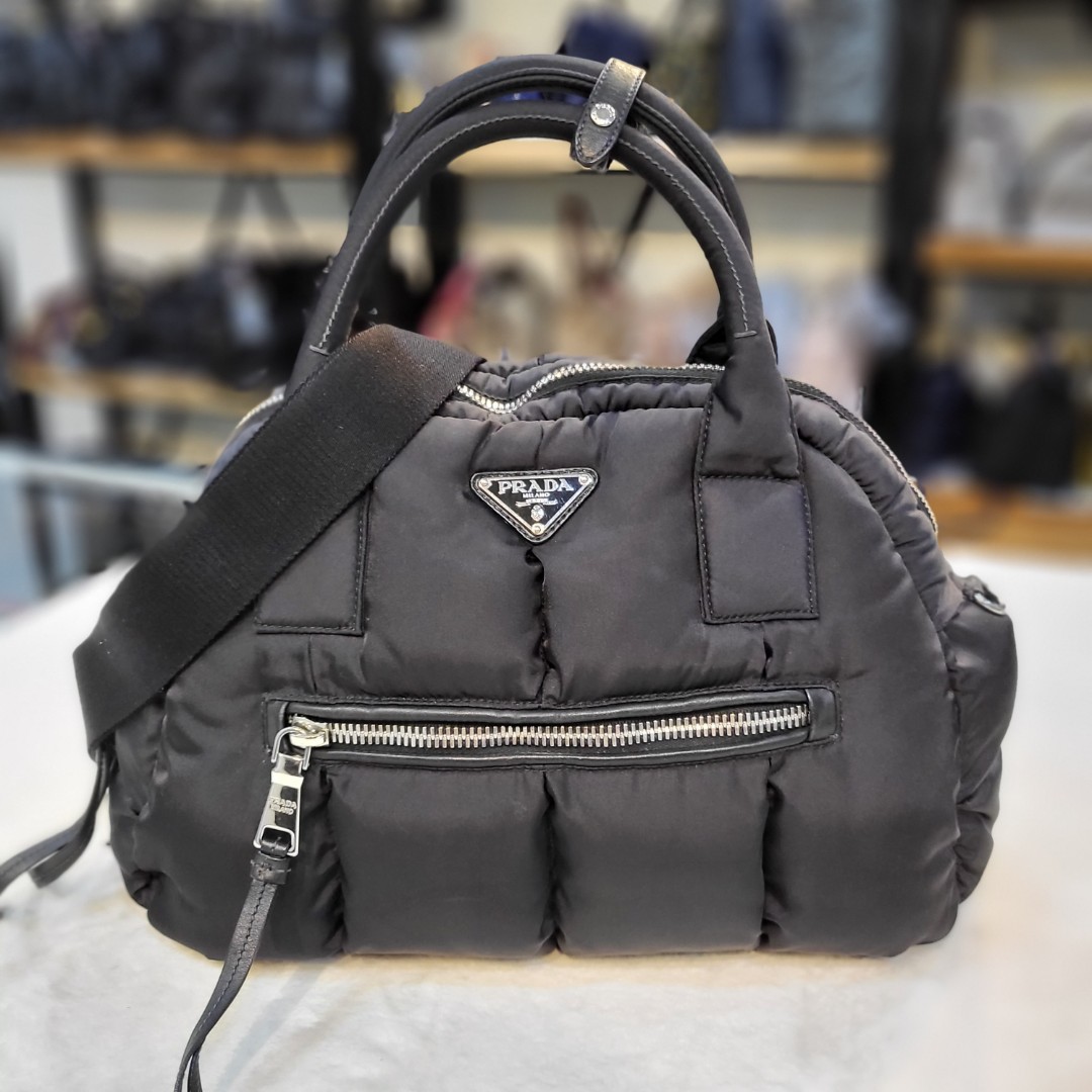 Prada tessuto bowling sale bag