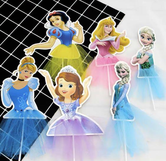 Princesses Disney Princess Birthday Snow White Frozen Elsa Anna Aurora Cinderella Sofia Decoration Cake Topper Decoration Hobbies Toys Toys Games On Carousell