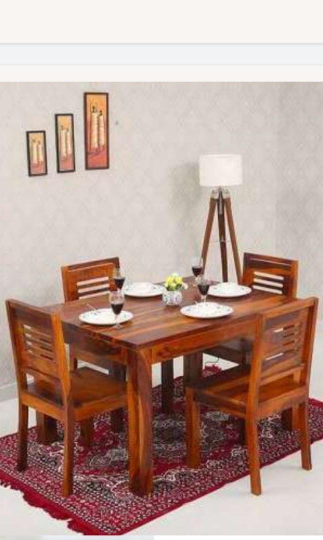 Pure Sheesham wood 4 seater dining table with chairs, Furniture & Home ...