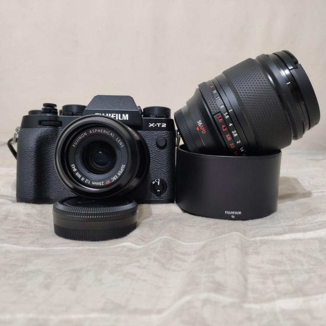 Read before PM) Fujifilm Fuji X-T2 XT2 with XF 23mm F2 WR XF 56mm F1.2 APD, Photography, Cameras on Carousell