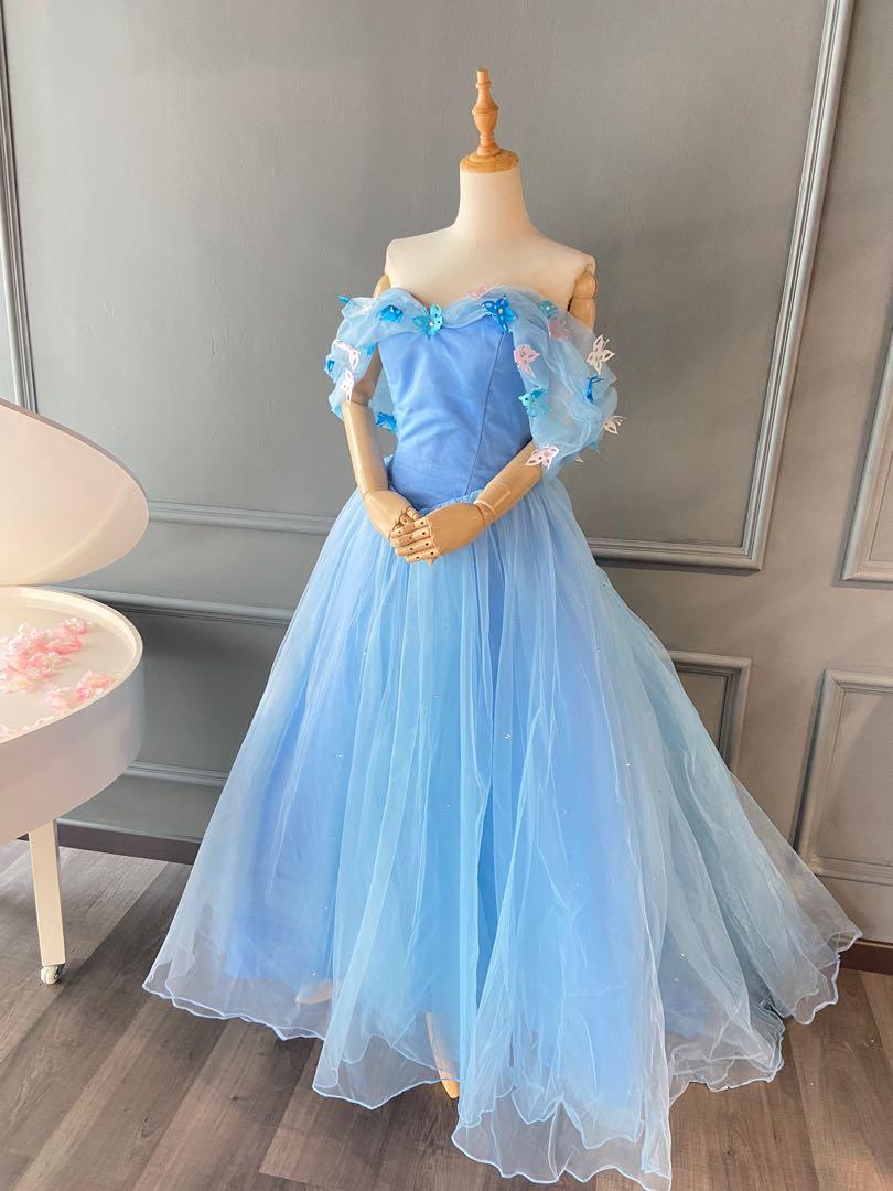 New Long Princess Cinderella Flower Girl Dresses Off The Shoulder Floor  Length Ball Gown Blue Kids Pageant Gowns Christmas Design Custom Made From  61,09 € | DHgate