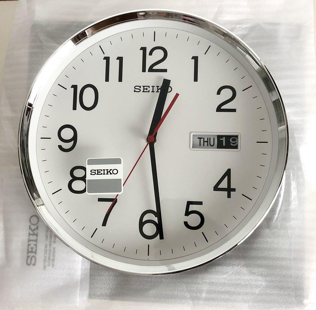Seiko wall clock with day & date display, Furniture & Home Living, Home