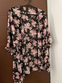 Sheer rose design cardigan