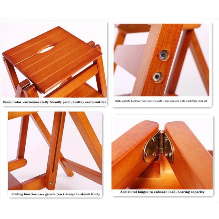 Solid wood multifunctional folding ladder fourstep ladder chair
