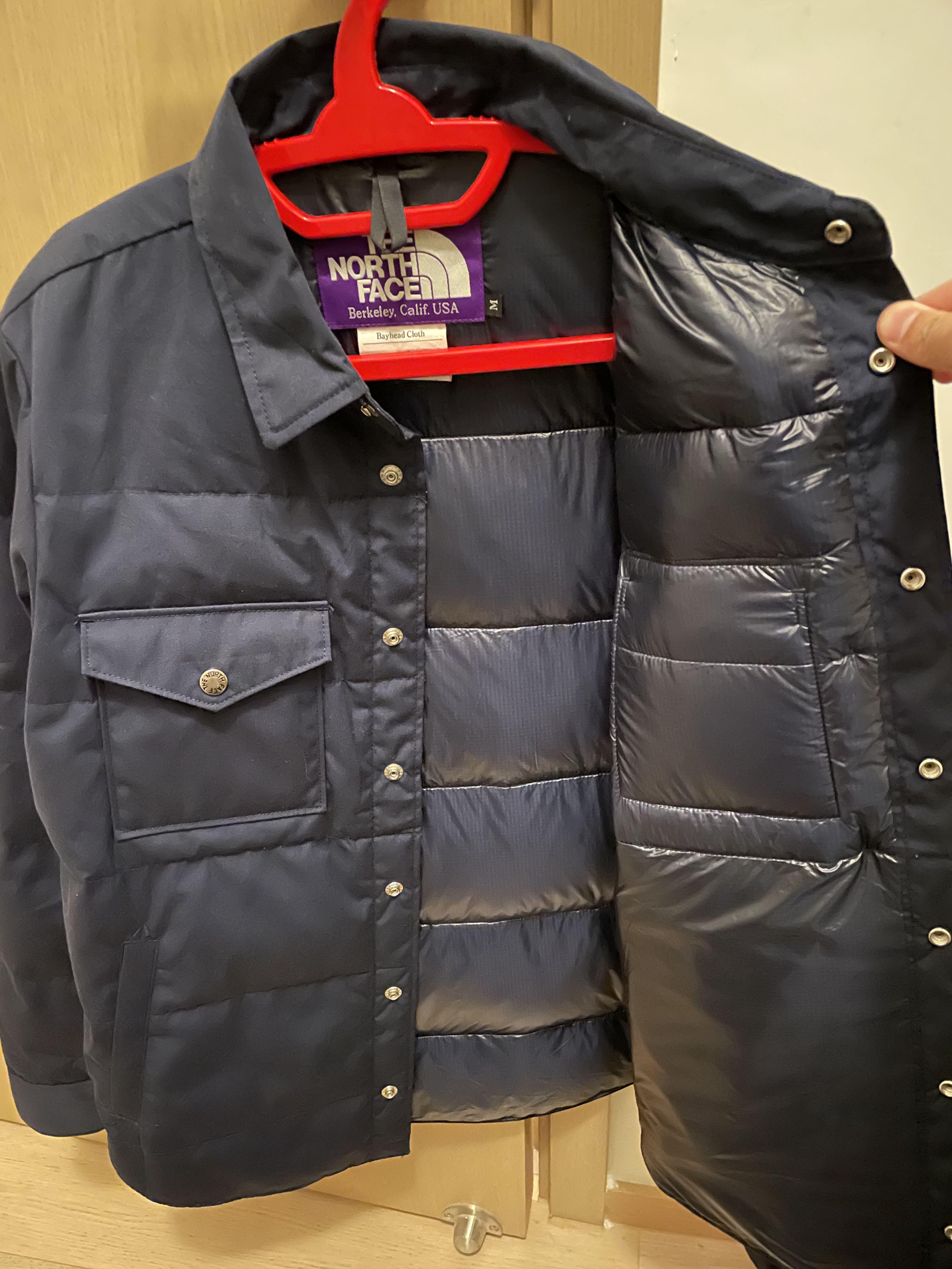 The North Face purple label 羽絨down shirt jacket used, 男裝, 外套