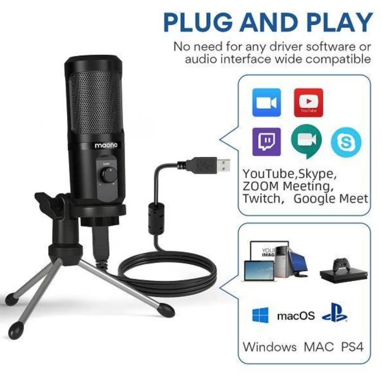 USB Gaming Microphone with Mic Gain MAONO AU-PM461TR (Category: Microphones) located in Marikina City. Submitted by skowshop (Listing ID 1135209459, Image 2). Description: About this item: EXCELLENT SOUND QUALITY The USB microphone built-in professional sound chipset and 14mm electret condenser transducer, 192KHZ/24BIT sampling rate, which lets you capture the clear and smooth sound when you are zoom meeting or gaming. Cardioid pickup pattern tha
