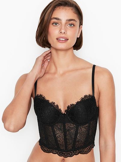 victorias secret black lace corset bustier, Women's Fashion, Tops, Other  Tops on Carousell