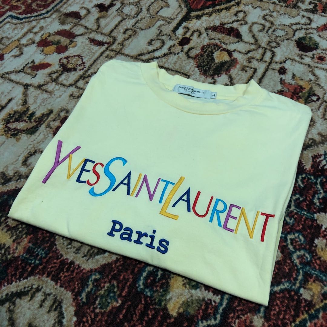 Vintage YSL Yves Saint Laurent Bleach Splatter T Shirt Size L - second wave  vintage store