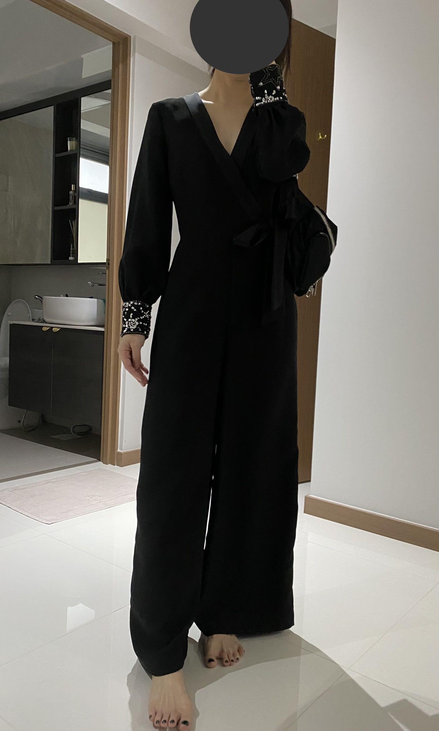 Warehouse Star Embellished Cuff Jumpsuit XS UK6
