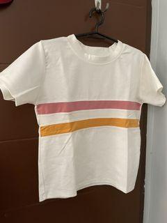 White shirt with pink and orange stripes