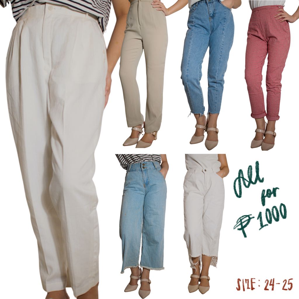 Womens Trousers wideleg denim checkered 