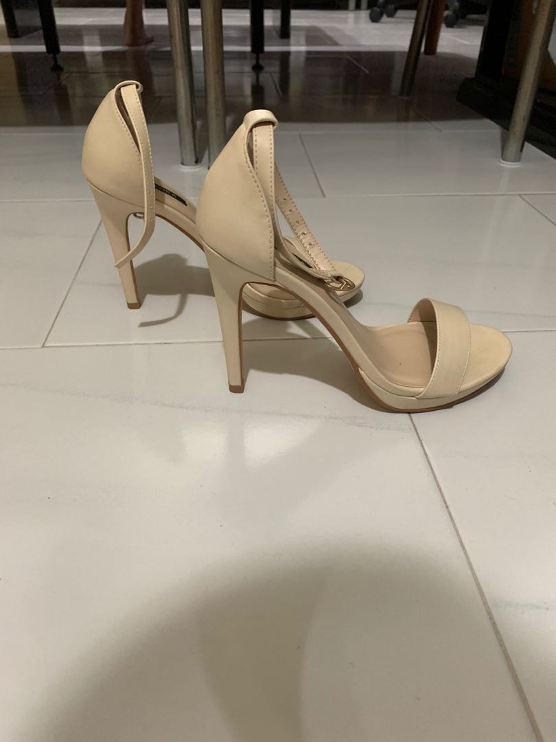 Zalora Cream Heels Women s Fashion Footwear Heels on Carousell