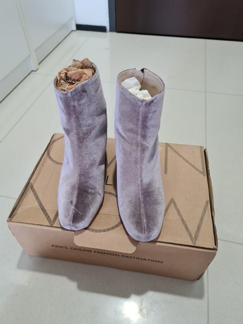 Zalora Velvet Boots Women s Fashion Footwear Boots on Carousell