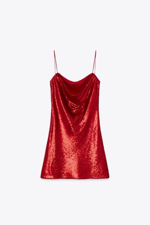 Red sequin top dress zara