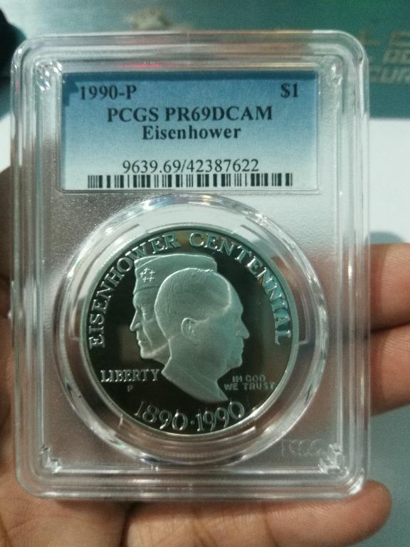1990 P PROOF Silver Dollar Eisenhower Ike Coin with Box and COA 