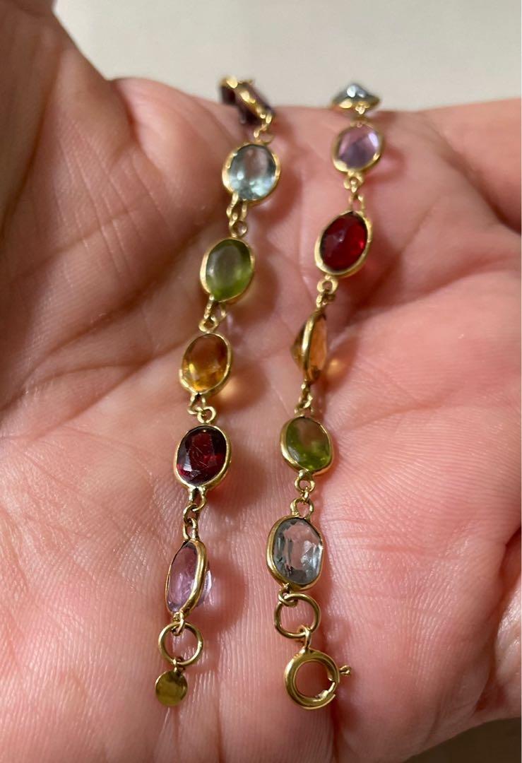18k gold bracelet with semi precious stones Women s Fashion
