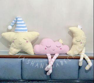 ❤️ Crochet Plushie Star Moon Cloud Pillow / Cushion