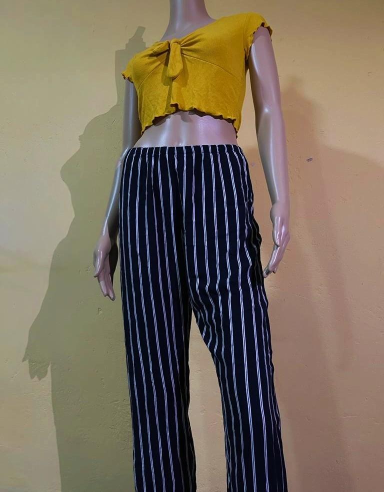 White and yellow striped pants hotsell