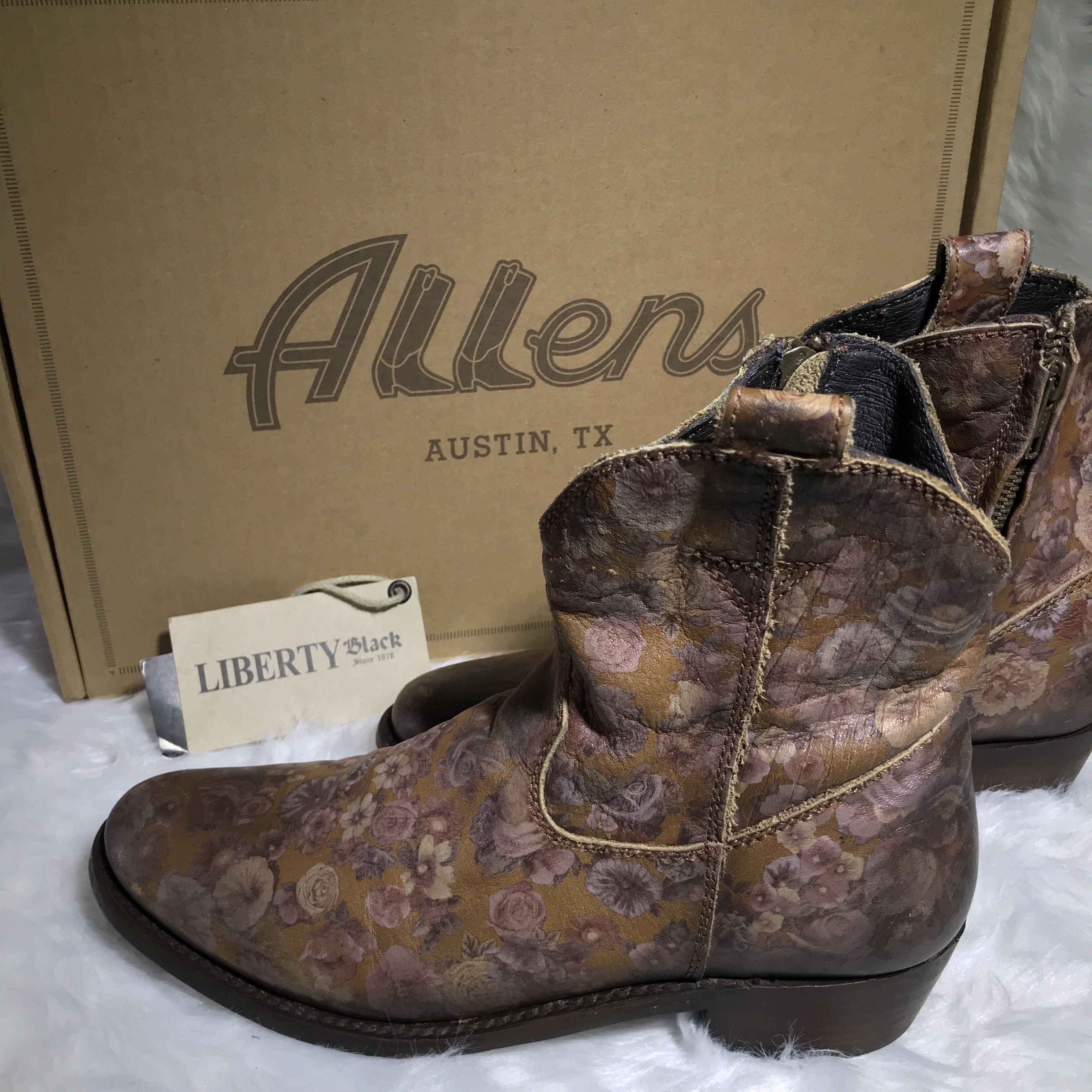 Allen’s Ankle Cowboy Boots (Category: Boots) located in Manila. Submitted by cookie.cutter (Listing ID 1140700637, Image 2). Description: •Original & Authentic •Pre-loved •Block heel (1.5”) • Comes with box & tag • Model: LB-711375ROSA MINI ROSA • Size: 8 • Real and genuine Leather.