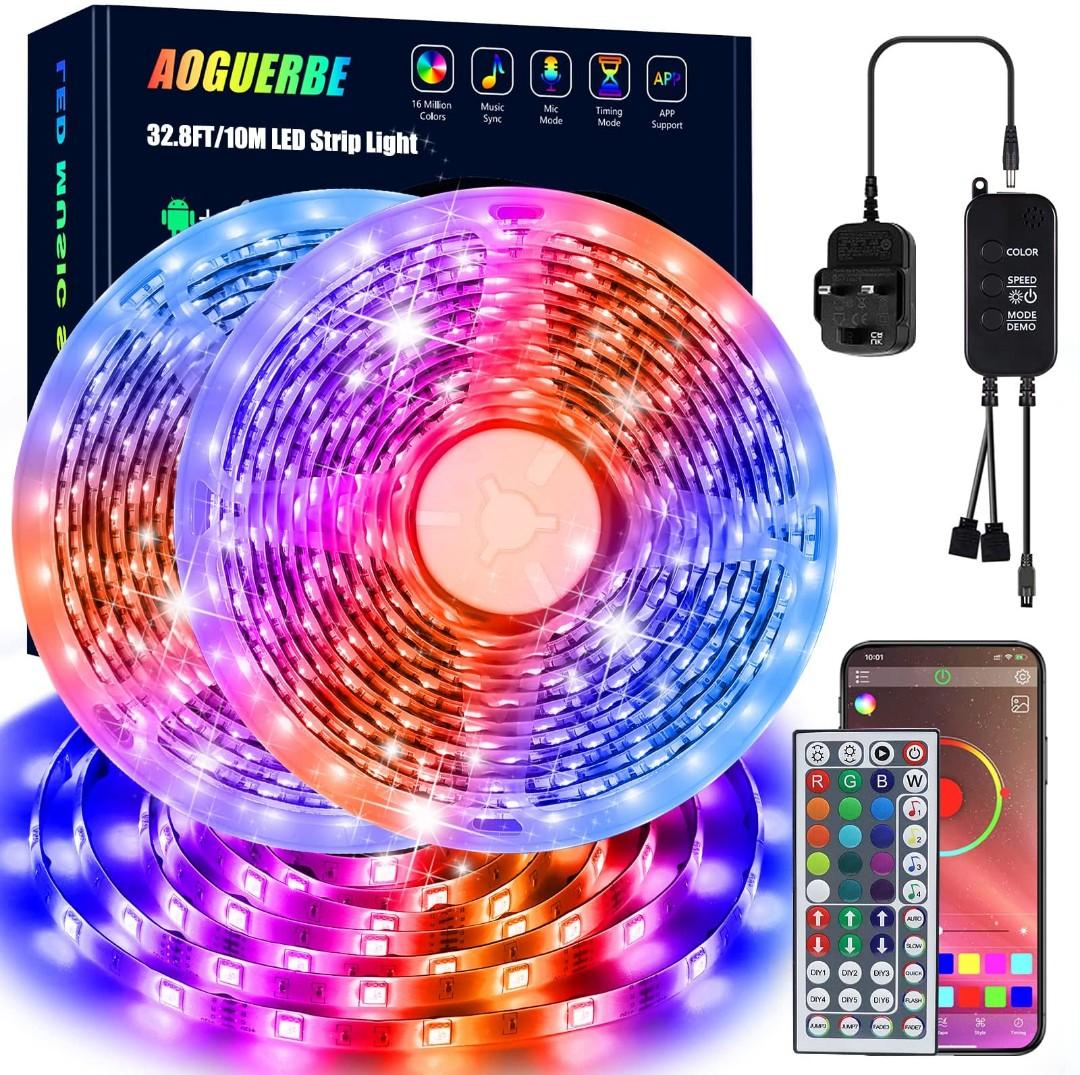 around the TV Waterproof IP65 HueLiv 32.8FT 5050RGB Color Changing Kit with 40 Keys Remote APP and Bluetooth Control Lighting Strip works in Sync with Music for the Bedroom Kitchen LED Strip Lights 