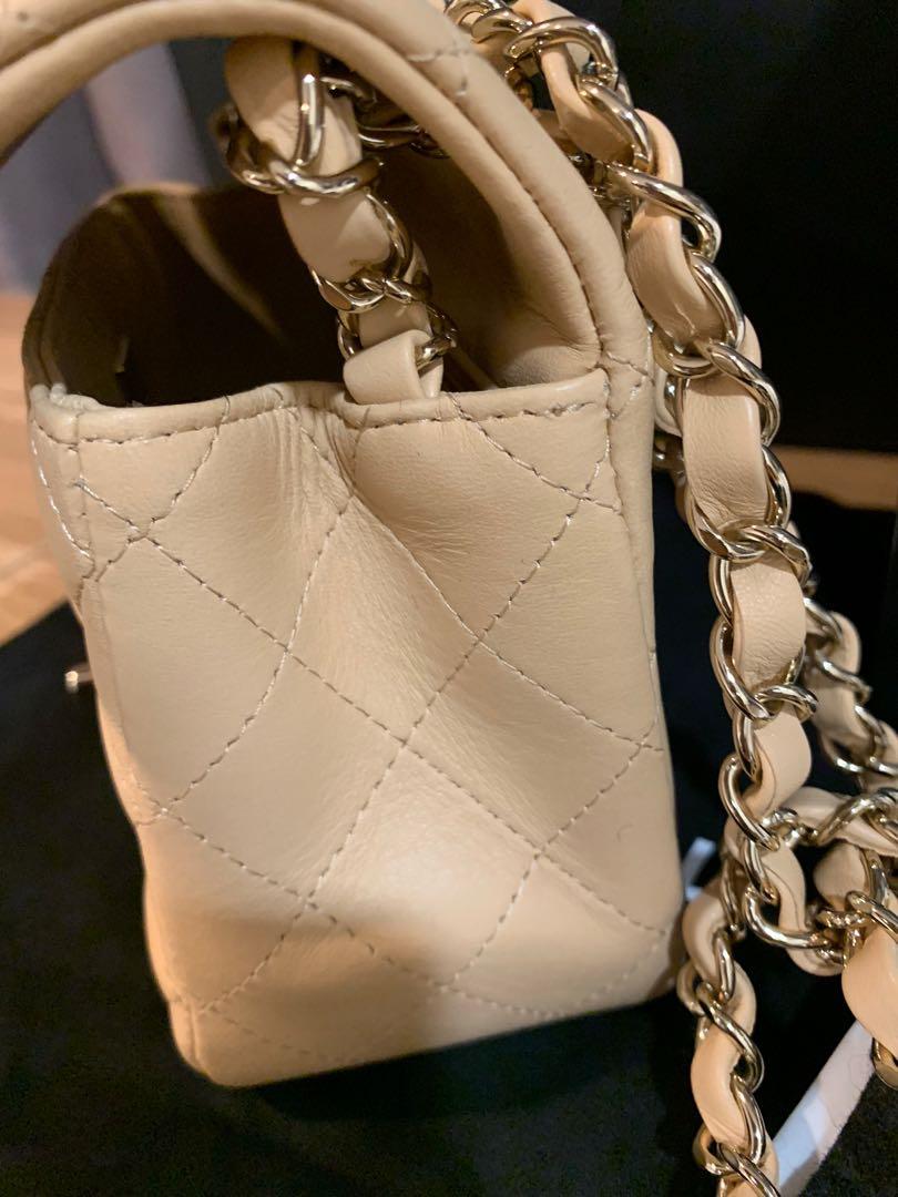 CHANEL Beige Lamb Skin Microchipped Top Handle Mini Flap Bag Gold Hard –  AYAINLOVE CURATED LUXURIES