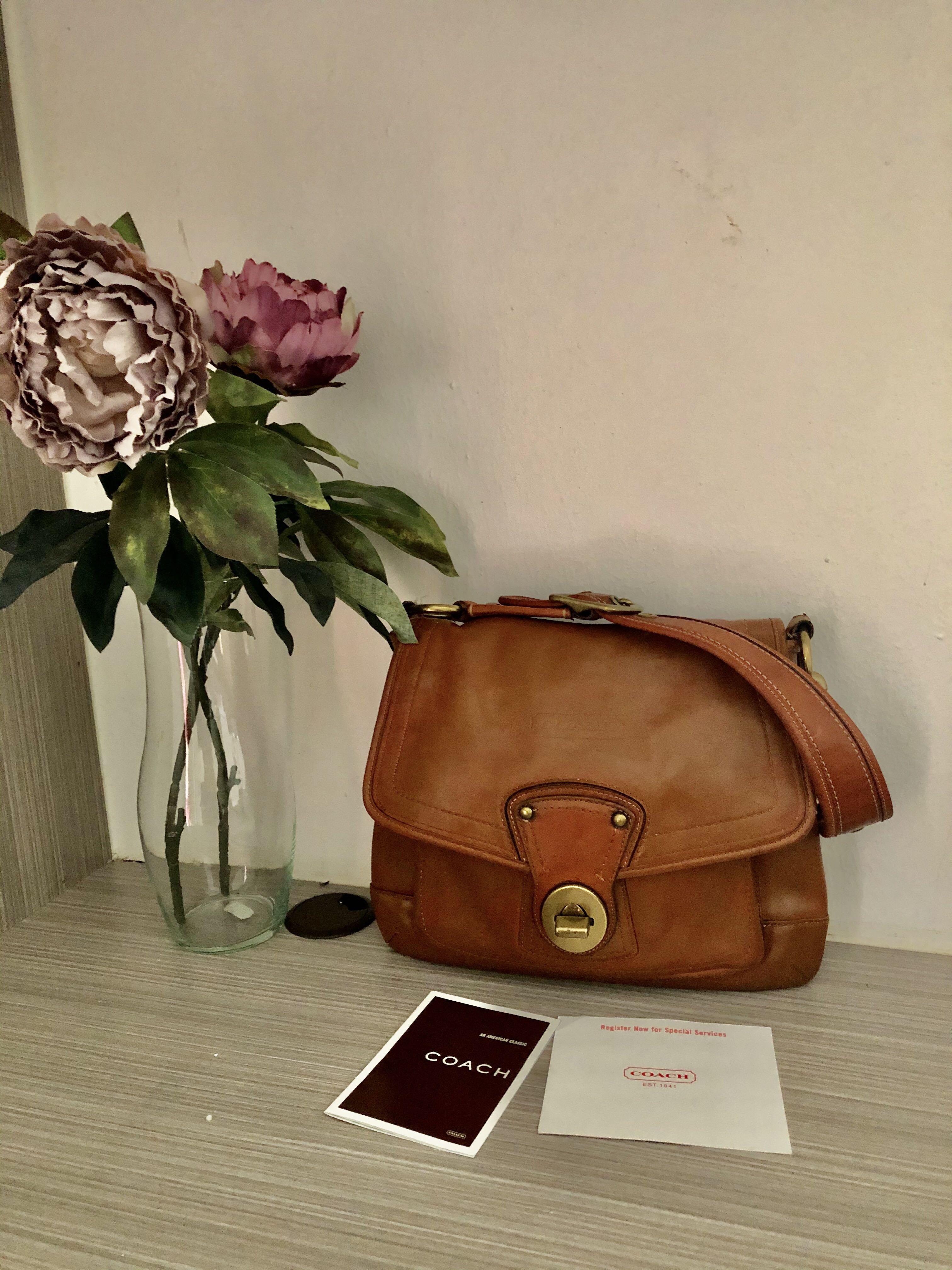 AUTHENTIC COACH 65TH ANNIVERSARY VACHETTA LEATHER FLAP HOBO BAG