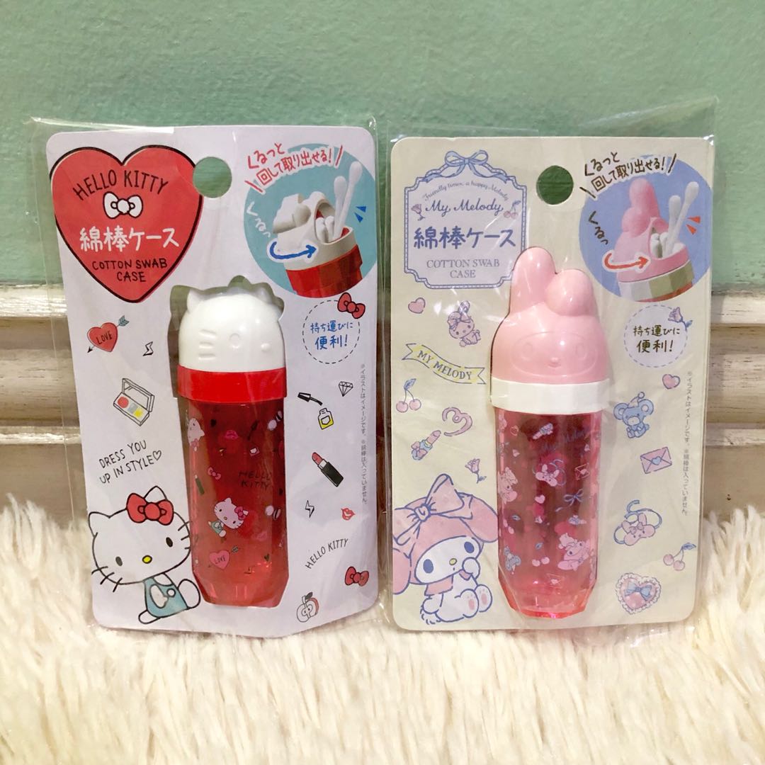 [Authentic] Sanrio My Melody & Hello Kitty Cotton Swab Case, Beauty