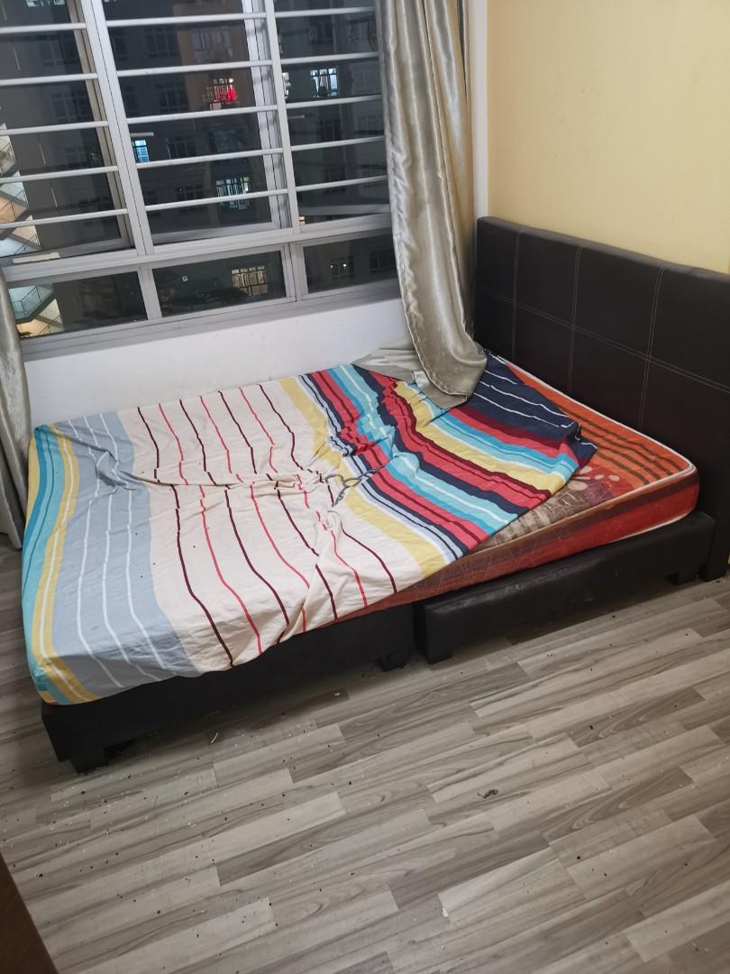 CNY sale 2nd hand bed frame plus mattress, Furniture & Home Living